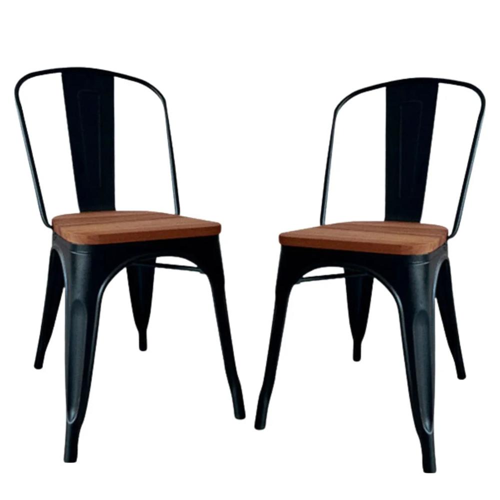 Silla Vintage Negro Wood Nogal - Ziyaz