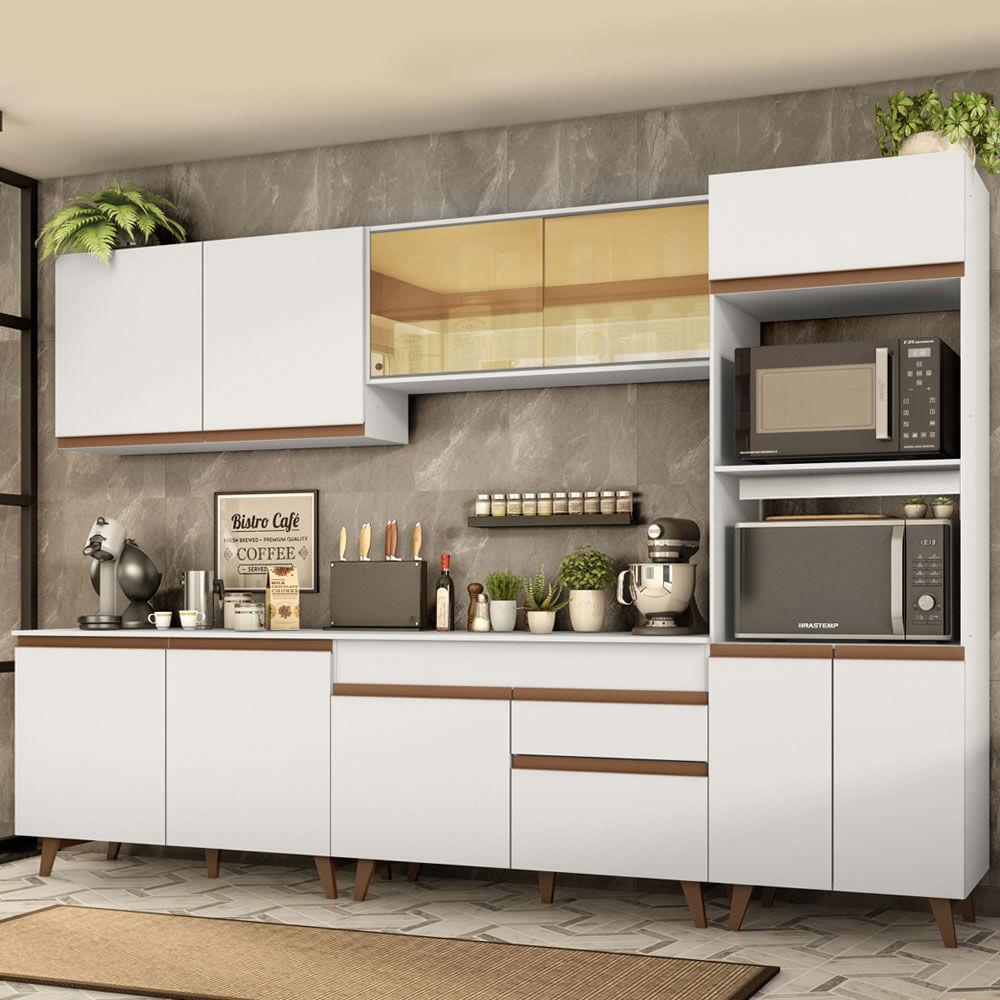 Mueble de Cocina Integral Reims 310 cm con Encimera - Blanco 01