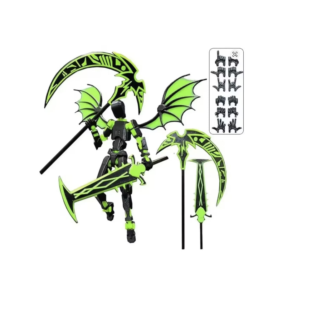 Muñeco articulado Titan T13 Dummy figura de accion Verde Con alas y espadas especiales