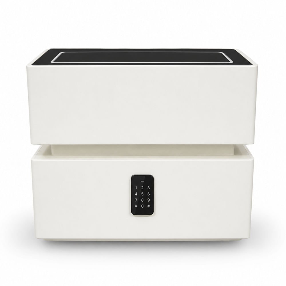 Mesa de Noche Smart Luces LED Speaker Bloqueo Clave XF06 Blanco