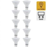 Pack x10 Foco Dicroico LED COB 4W GU10 Luz Cálida PILA
