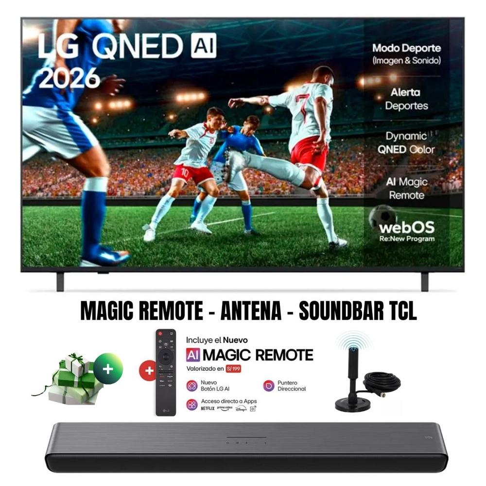 Televisor Smart TV 55'' LG QNED UHD 4K 55QNED73ASA 2026 - Ant - Magic - Soundbar TCL