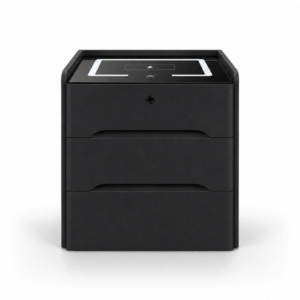 Mesa de Noche Smart Luces LED Speaker Bloqueo Huella XF02 Negro