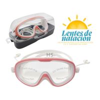 Lentes de Natación con Protección UV y Tapones de Oído - Color rojo pastel