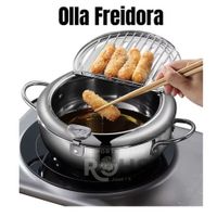 Olla Freidora con Termómetro de Acero Inox de 2.2L