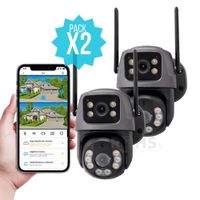 Pack 2 Cámaras De Seguridad WiFi Exterior 2 Lentes Con Zoom 8X Y Monitoreo Remoto 360°