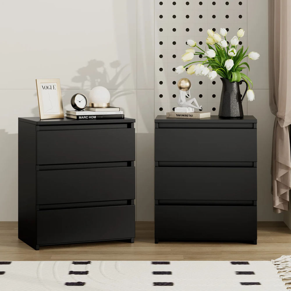 Pack 2 Veladores Moderno Matt Negro R&R Muebles