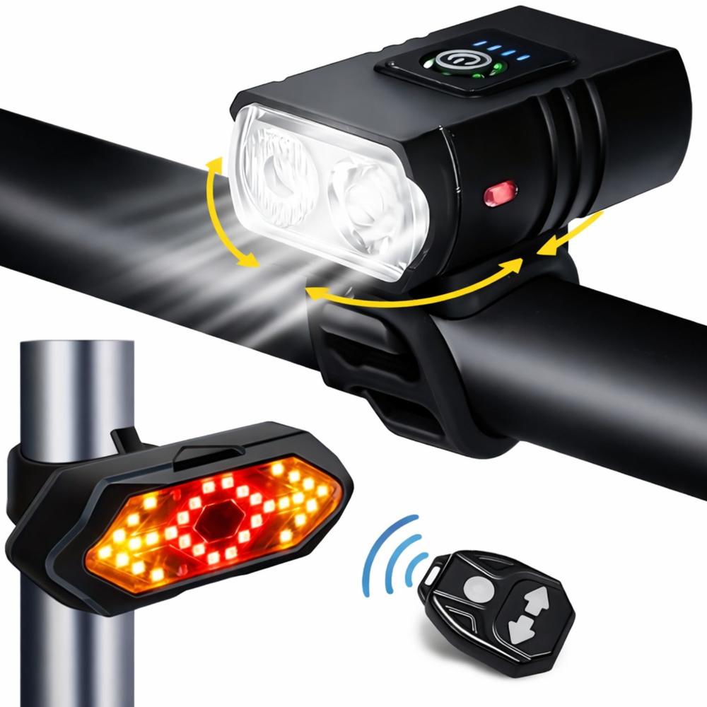 Pack Luces Bicicleta Delantera y Trasera Recargable USB 1000 Lúmenes Direccionales Alta Visibilidad