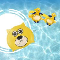 Pack Amarillo Gorro + Lentes de Natación Con Diseño Niños