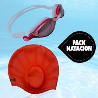 Pack Gorro + Lentes de Piscina Rojo UNISEX Ajustable