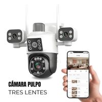 Cámara De Seguridad Pulpo WiFi Exterior 3 Lentes 3K Con Visión Nocturna 360°
