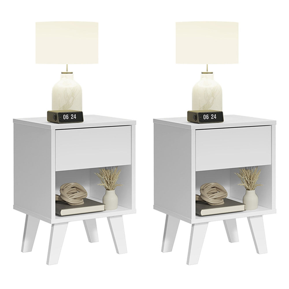 Set con 2 Veladores Madesa - Blanco