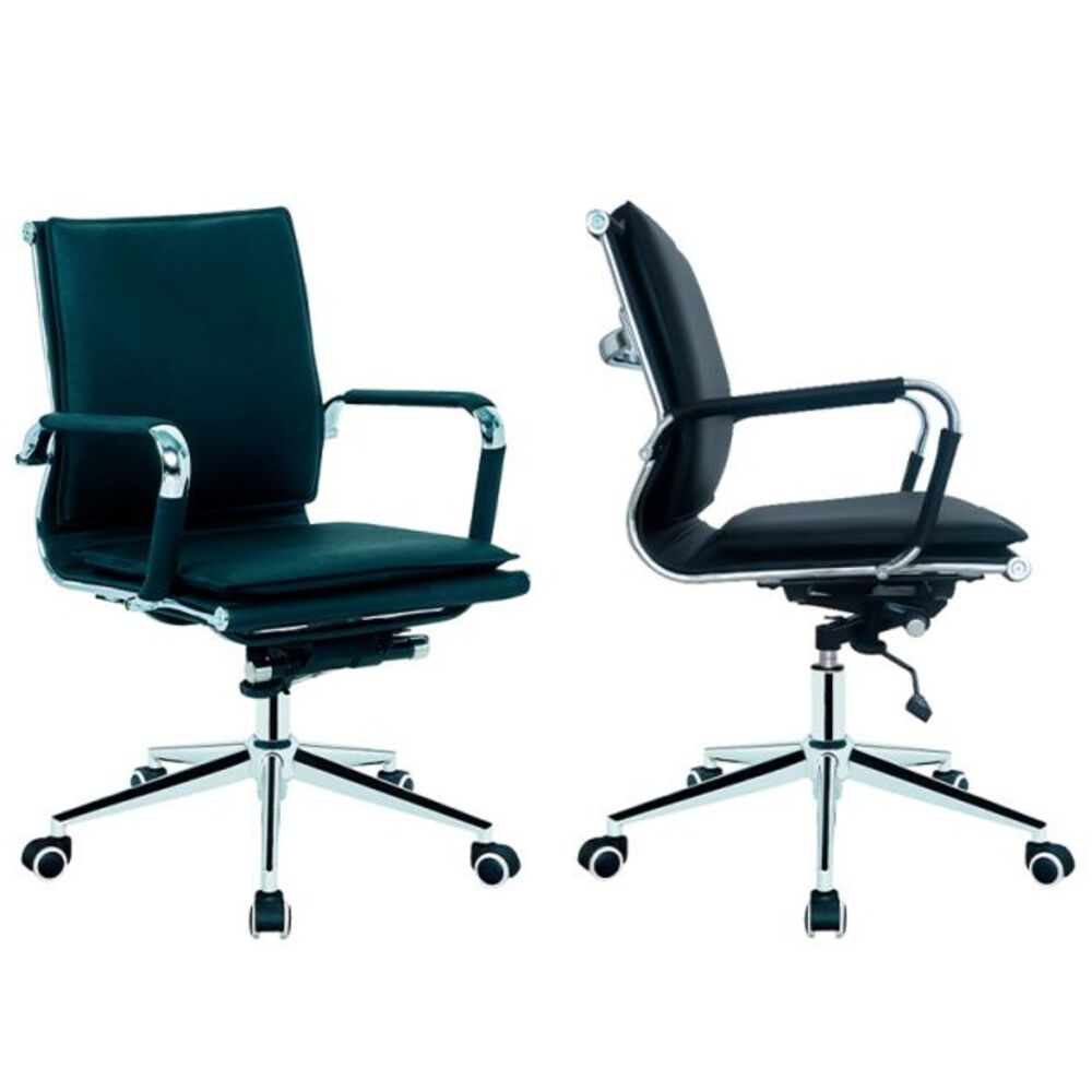 Silla Svenson Cuerina Negro Giratoria - Ziyaz