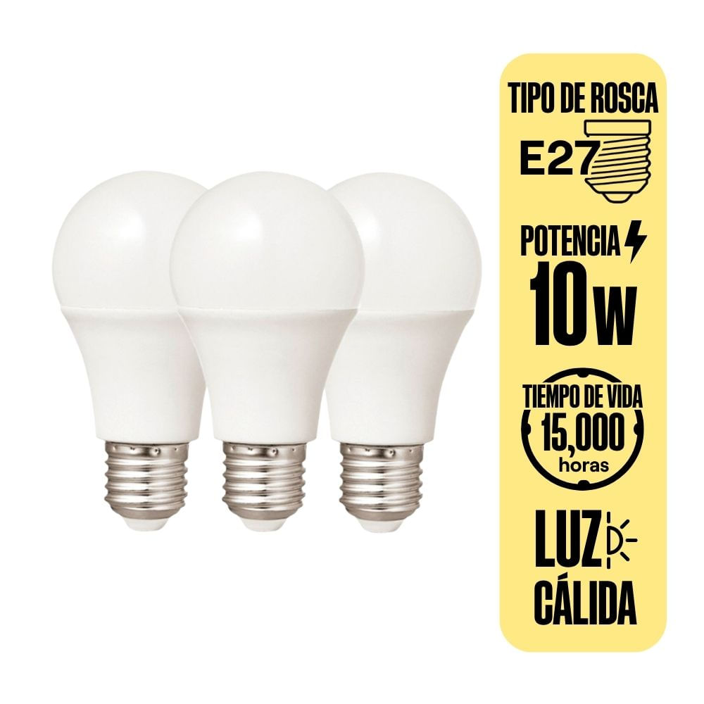 Foco LED Cálida Orange 10W E27 x3 Modelo Lc x3