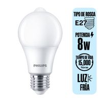Foco led sensor E27 8W Luz Blanca Philips