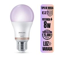 Foco LED Wifi E27 8W Rgb Philips Wiz