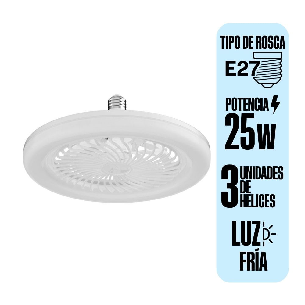 Ventilador de Techo Orange 3 Aspas con Foco Tipo Ufo LED Luz Fría 25W + Control
