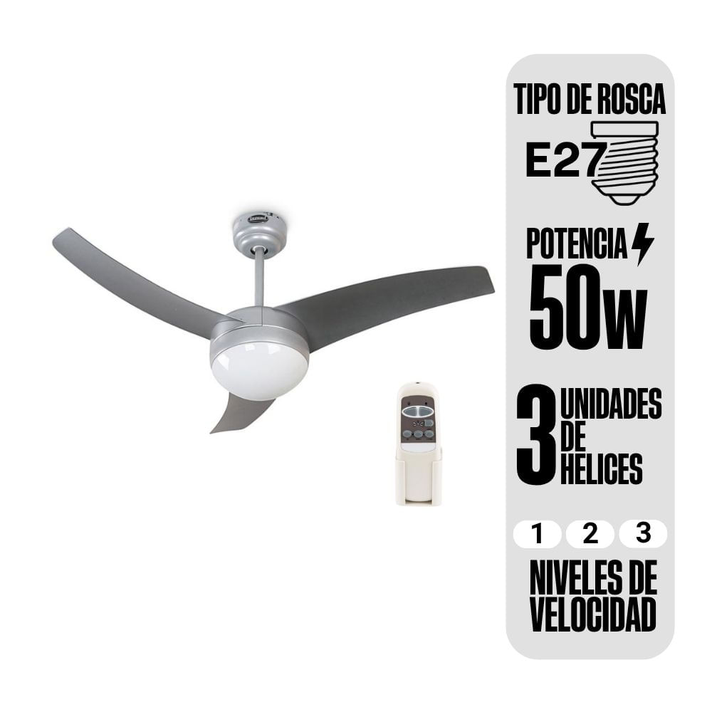Ventilador de Techo Orange 42"" 3 Aspas Gris con Control Remoto
