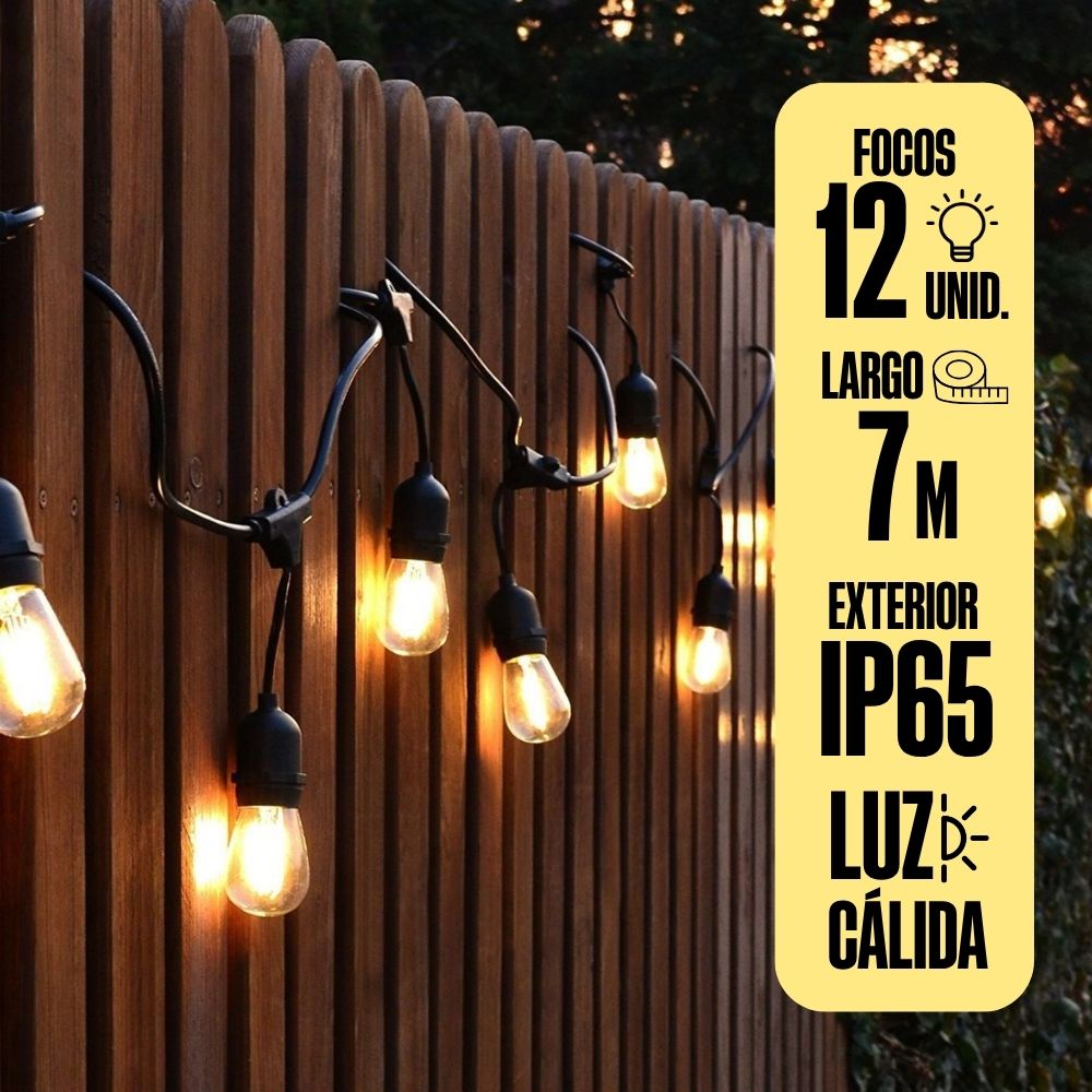 Guirnalda LED Orange Gota 12 Focos Luz Cálida 7m para Exterior
