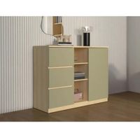 COMODA NEVADA 3 CAJONES ESTANTES 1 PUERTA BLANCO AGAVE 120CM