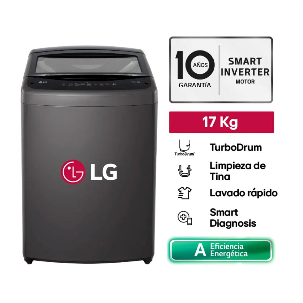 Lavadora LG 17 Kg Carga Superior WT17BVTB Negro Claro