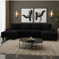 Seccional Doble Amaru Negro patas de madera