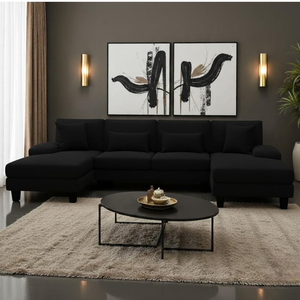 Seccional Doble Amaru Negro patas de madera