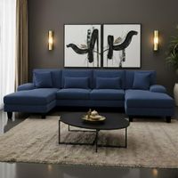 Seccional Doble Amaru Azul patas de madera