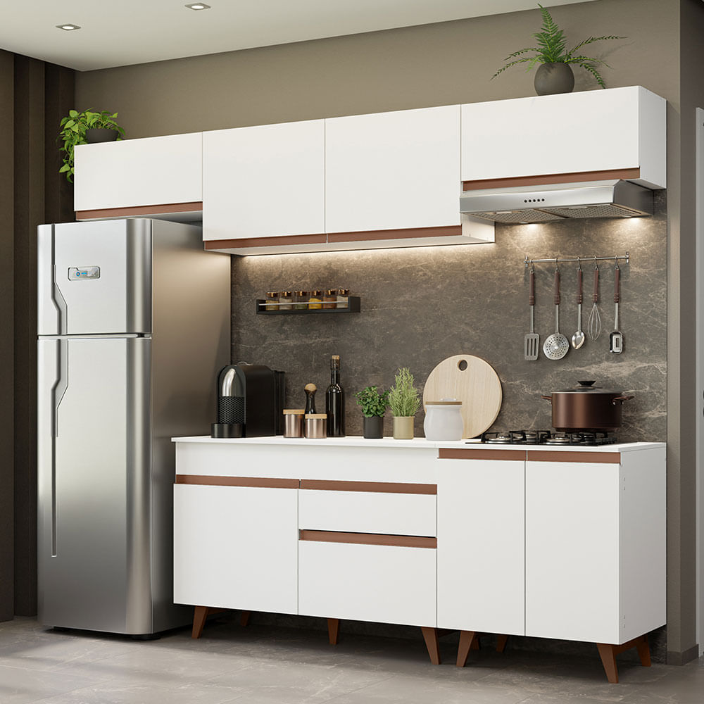 Mueble de Cocina Integral Reims 260 cm con Encimera - Blanco 10