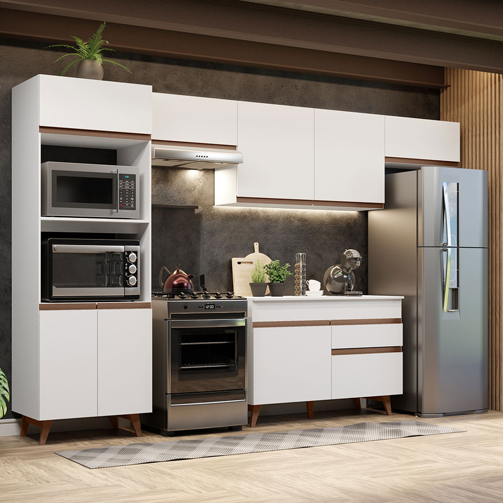 Mueble de Cocina Integral Reims 330 cm con Encimera - Blanco 01