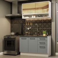 Mueble de Cocina Integral Agata 120 cm - Blanco y Gris 02