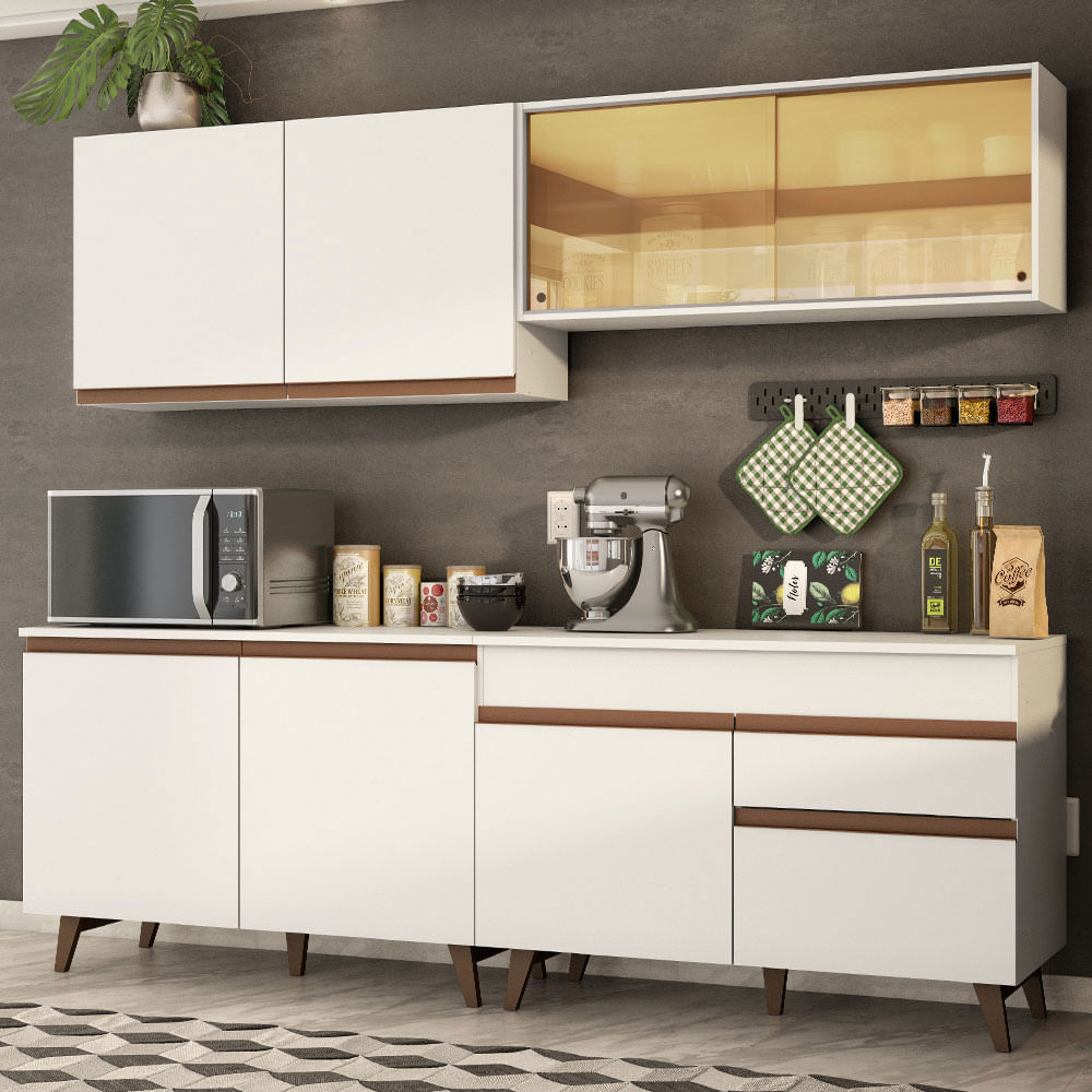 Mueble de Cocina Integral Reims 240 cm con Encimera - Blanco 01