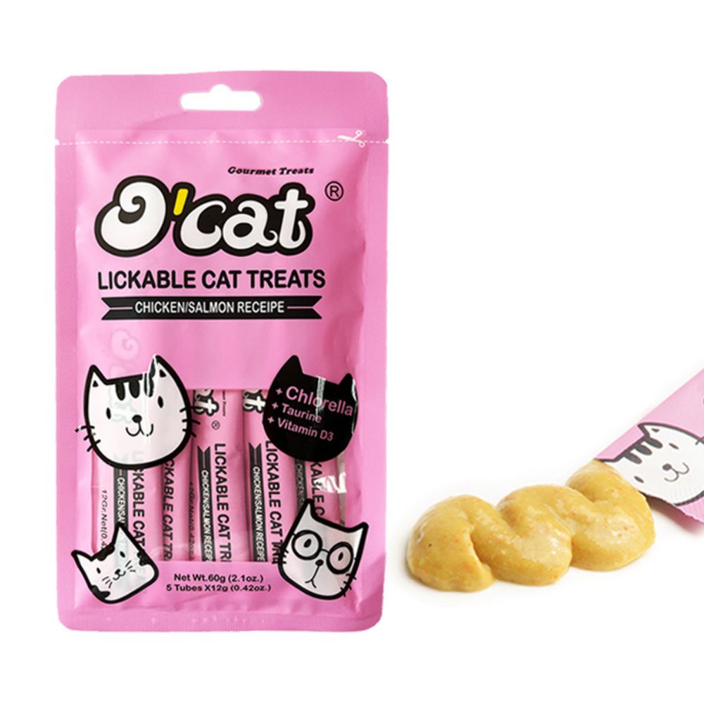 OCat snack humedo sabor pollo con Salmón  5 tubos  x 12 gr
