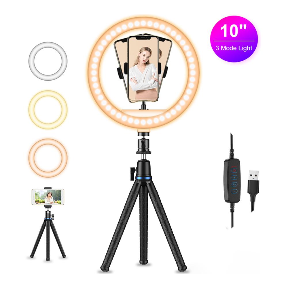 ARO DE LUZ ST CON TRÍPODE FLEXIBLE LUZ DE 3 COLORES 57CM