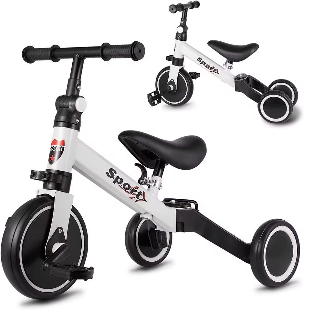 Triciclo de 3 Llantas Montable con Pedal para Manejar Blanco