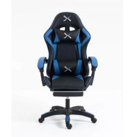 Silla Gamer Lyzor con Posapiés SGBLUTWN135A - Azul y Negro