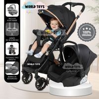 Coche Maleta Travel System de Lujo Para Bebé J' SPARROW con Portabebé Negro