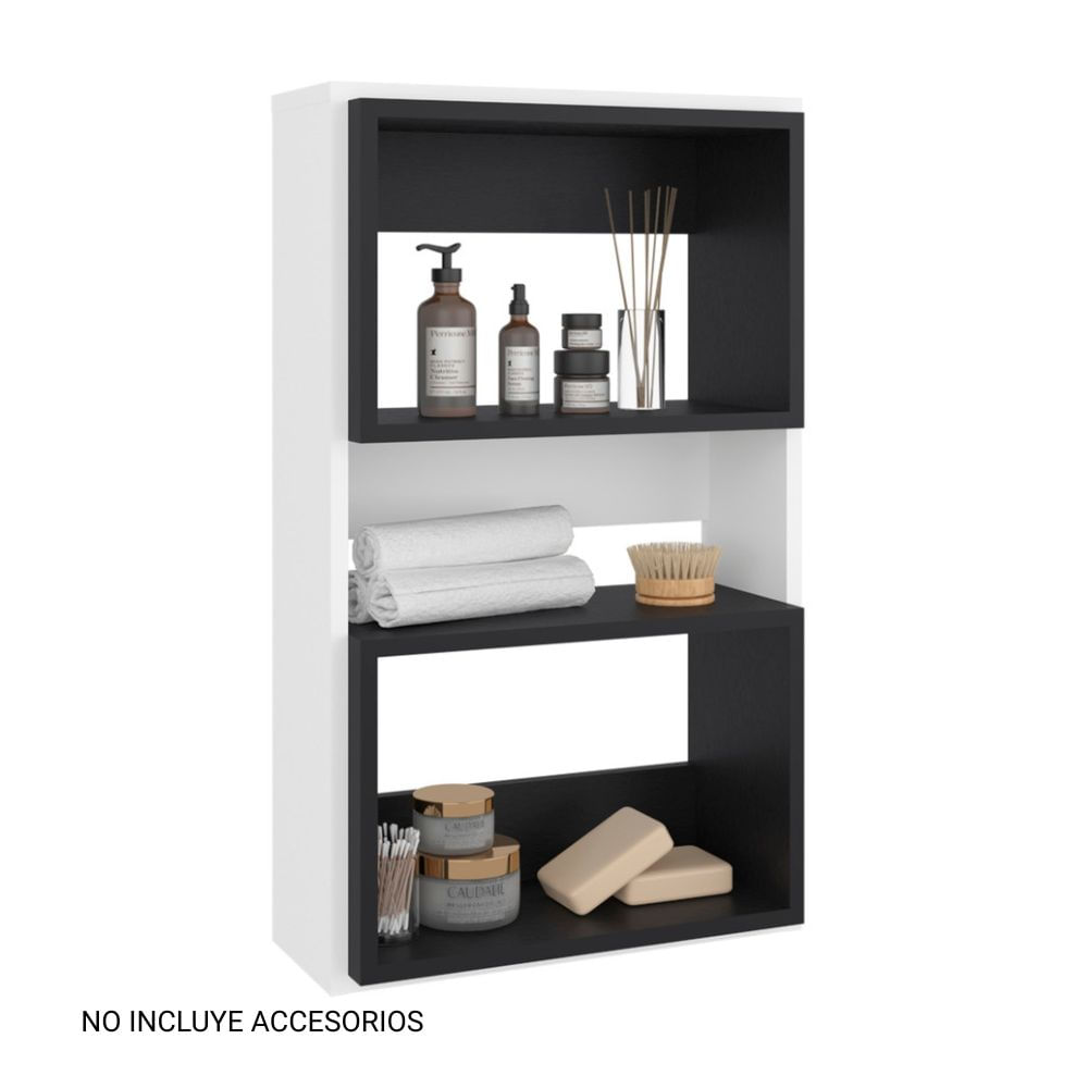 Mueble Auxilar Muro Baño Eco Blanco y Wengue Tuhome