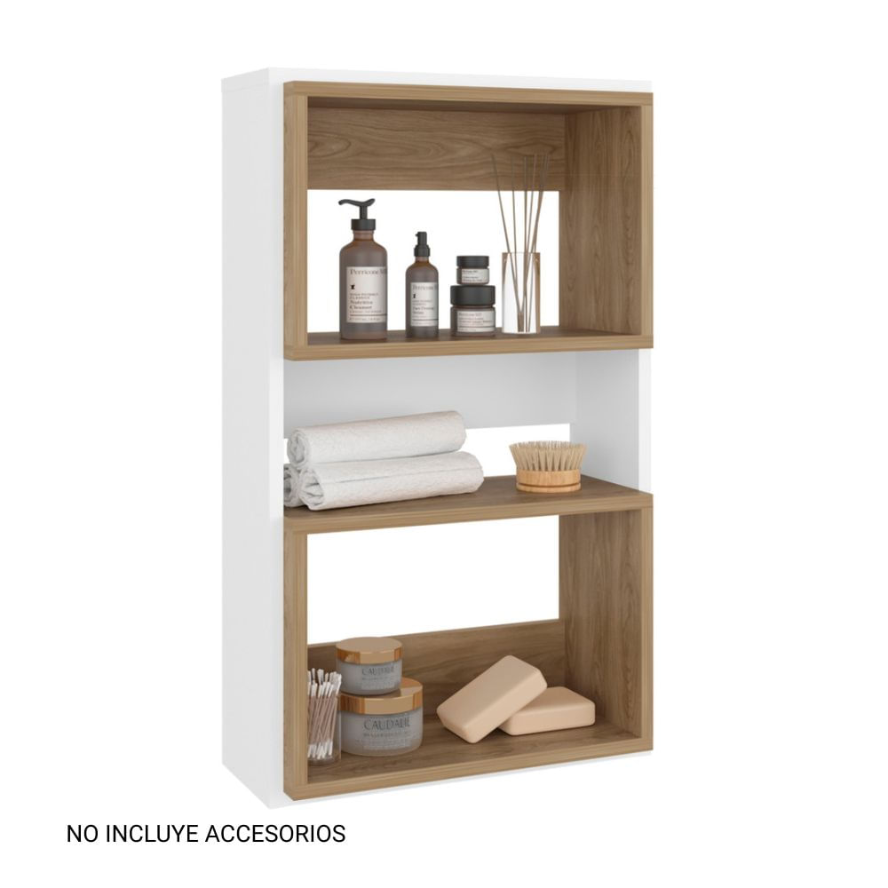 Mueble Auxilar Muro Baño Eco Blanco y Fresno Tuhome