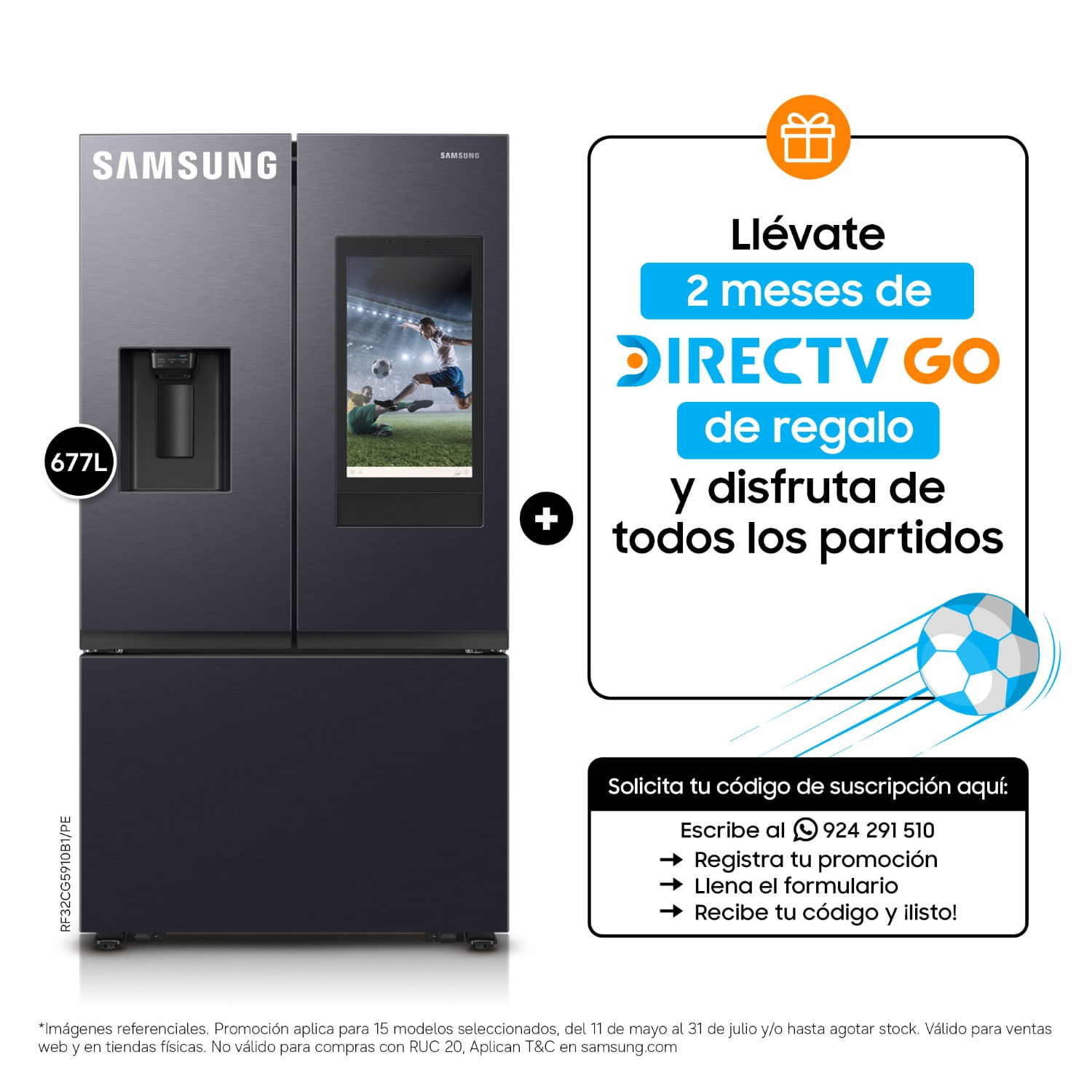 Refrigeradora Samsung French Door Family Hub RF32CG5910B1PE 677L Negro