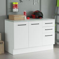 Mueble Mostrador Multiuso para Garaje Agata 2 Puertas 3 Cajones 120 cm - Blanco
