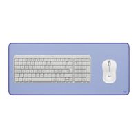 TECLADO Y MOUSE LOGITECH K250 MOUSE M240 BLANCO PAD MOUSE 30X70CM LILA