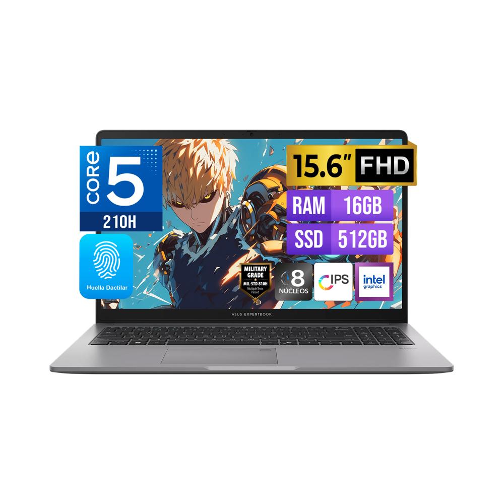 LAPTOP ASUS EXPERTBOOK P1503CVA-S72381 15.6 FHD IPS Core 5 210H hasta 4.8GHz 16GB DDR5 512GB FREEDOS