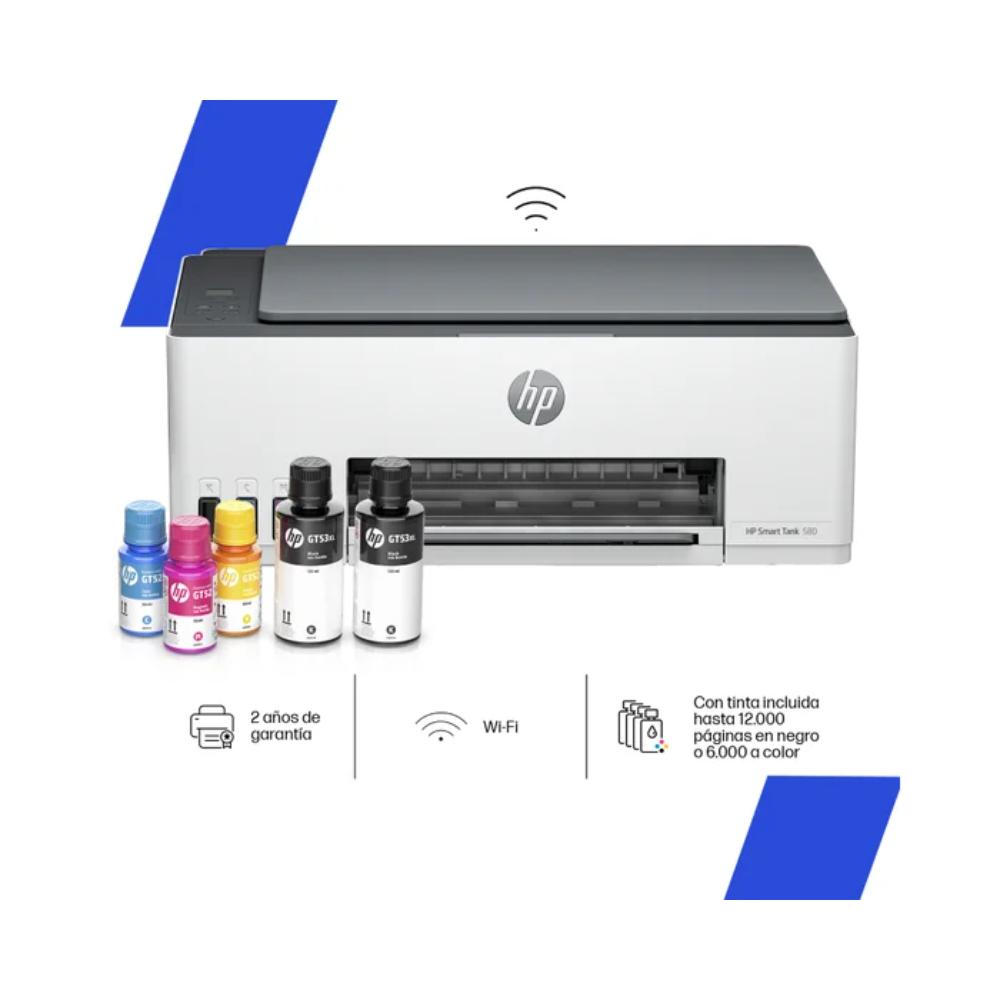 Impresora Multifuncional HP Smart Tank 580 Wi-Fi Color - Blanco