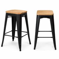 Banco Vintage Negro Wood Natural  H61 - Ziyaz