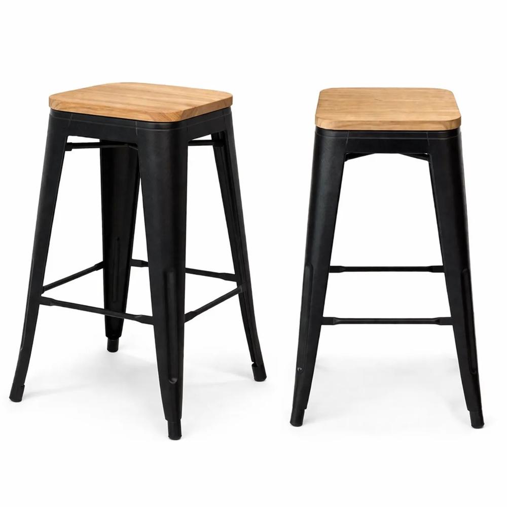 Banco Vintage Negro Wood Natural  H61 - Ziyaz