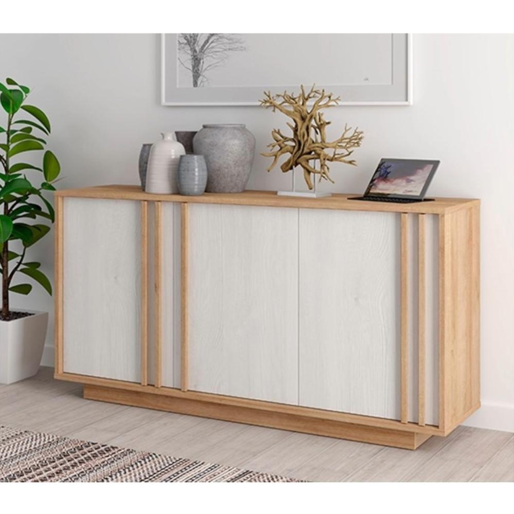 APARADOR ASTY 3 PUERTAS ROBLE Y BLANCO 169CM