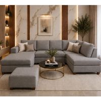 Seccional Chaska Gris Posapies de Regalo Patas de Madera