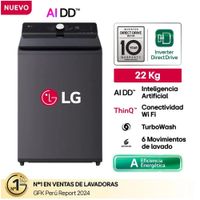 Lavadora LG 22Kg WT22EGTX Con Ai Ddtm inteligencia Artificial