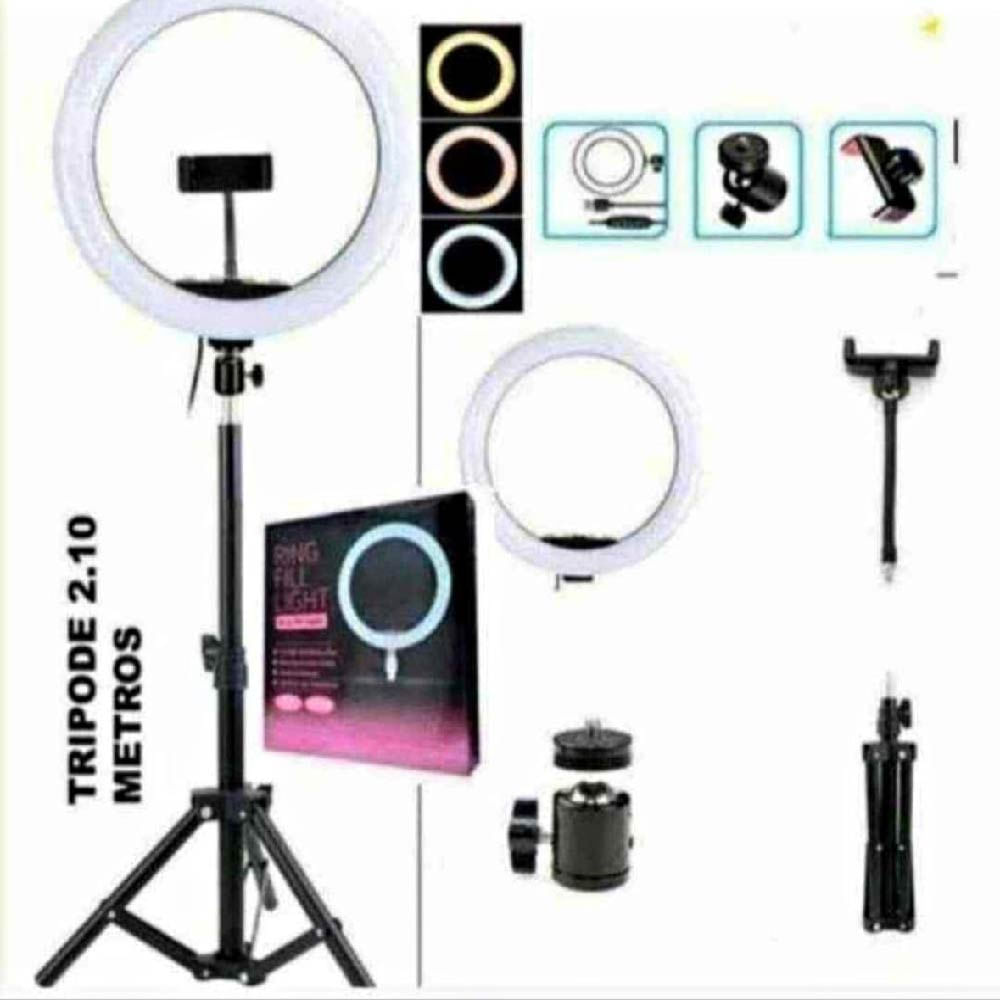 Aro LED de 26 cm con Trípode y Soporte para Celular